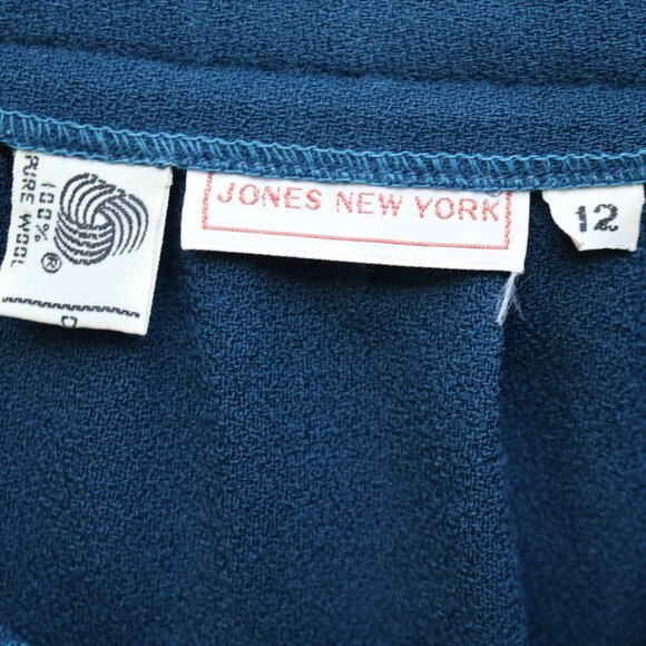 Jones New York Persian Blue Wool Crepe 2 Piece Midi Skirt Set Sz 12 - Picture 8 of 8